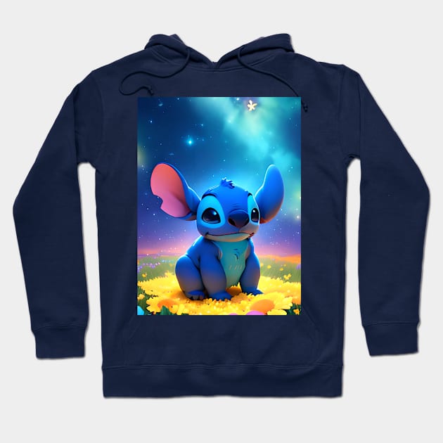 Stitch Flowerland Hoodie by cloudart2868